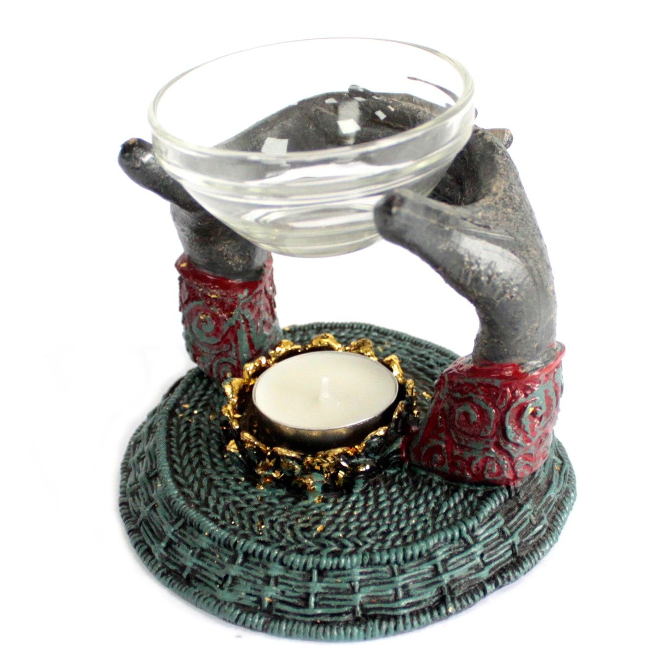 Antique Buddha - Offering Hands Oil Burner - Image 2