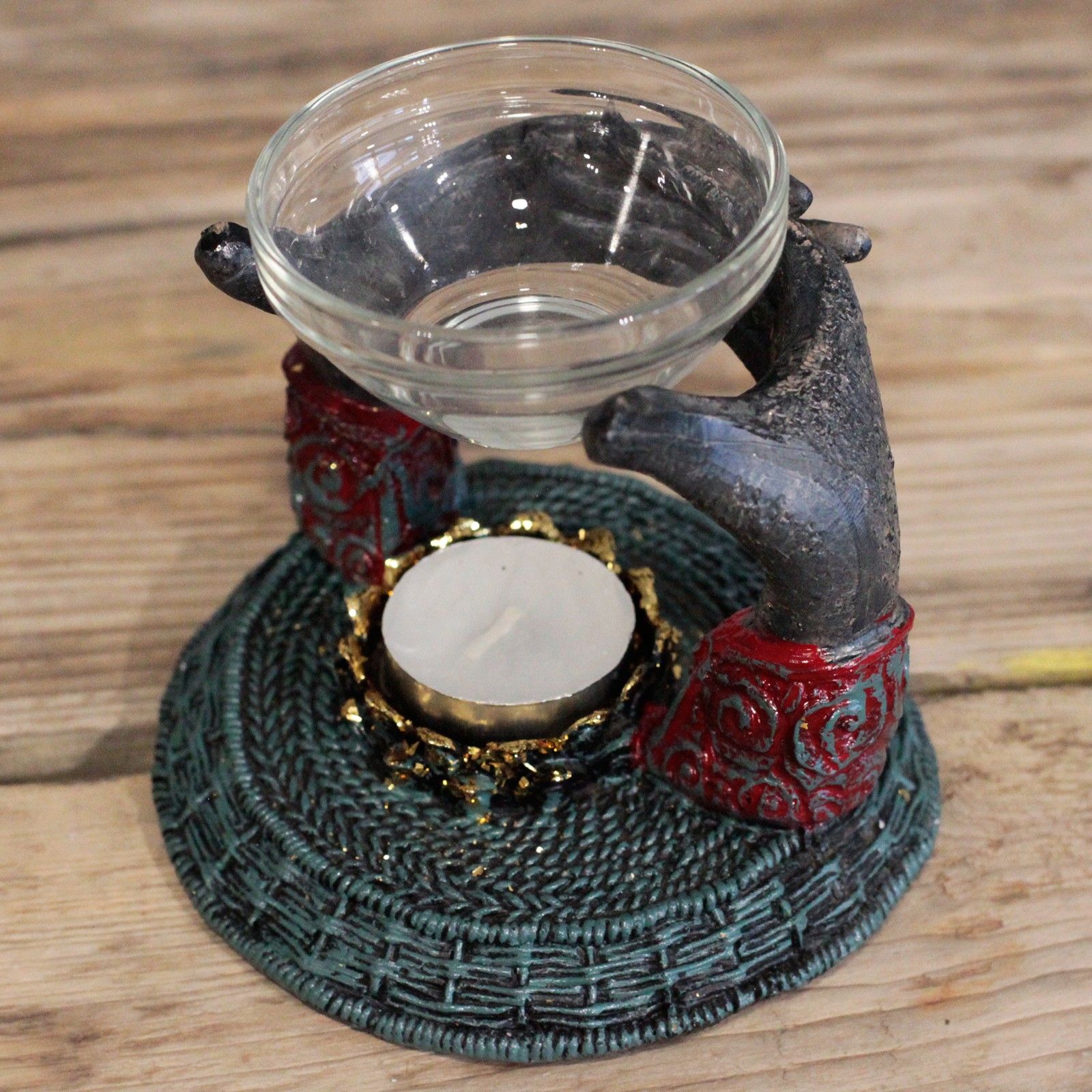 Antique Buddha - Offering Hands Oil Burner - Image 3