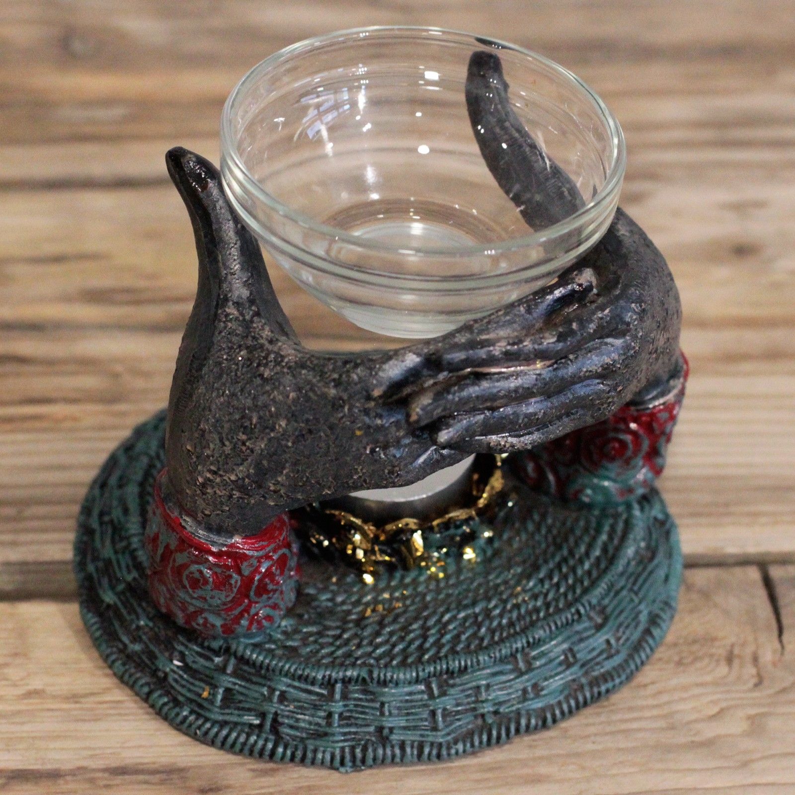 Antique Buddha - Offering Hands Oil Burner - Image 4